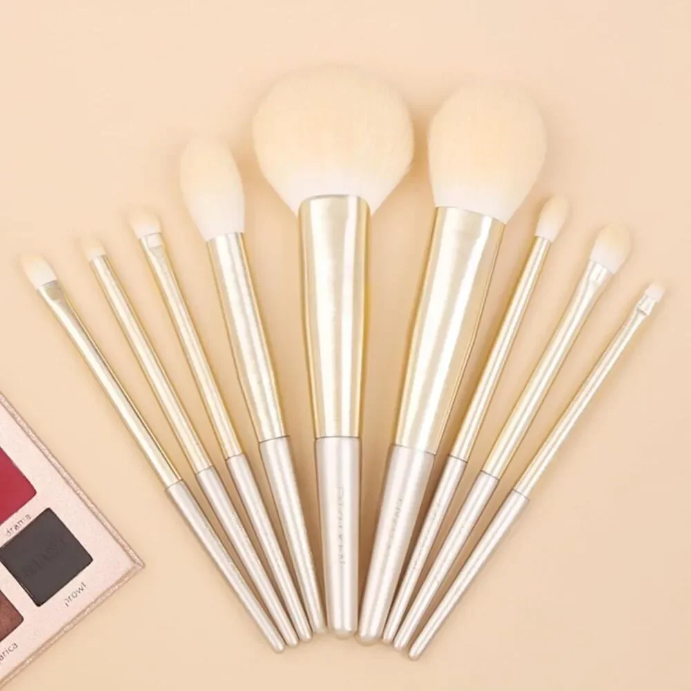 Luxury Enzo Ken 9pieces Professional Gold Cosmetic Makeup Brushes Set with Case